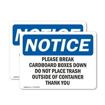(2 Pack) Please Break Cardboard Boxes Down Do Not OSHA Notice Sign 24 Inch X 18 Inch Indoor / Outdoor Rust-Free Aluminum Metal Signs for Workplace, Workshop, and Construction Site, Made in the USA