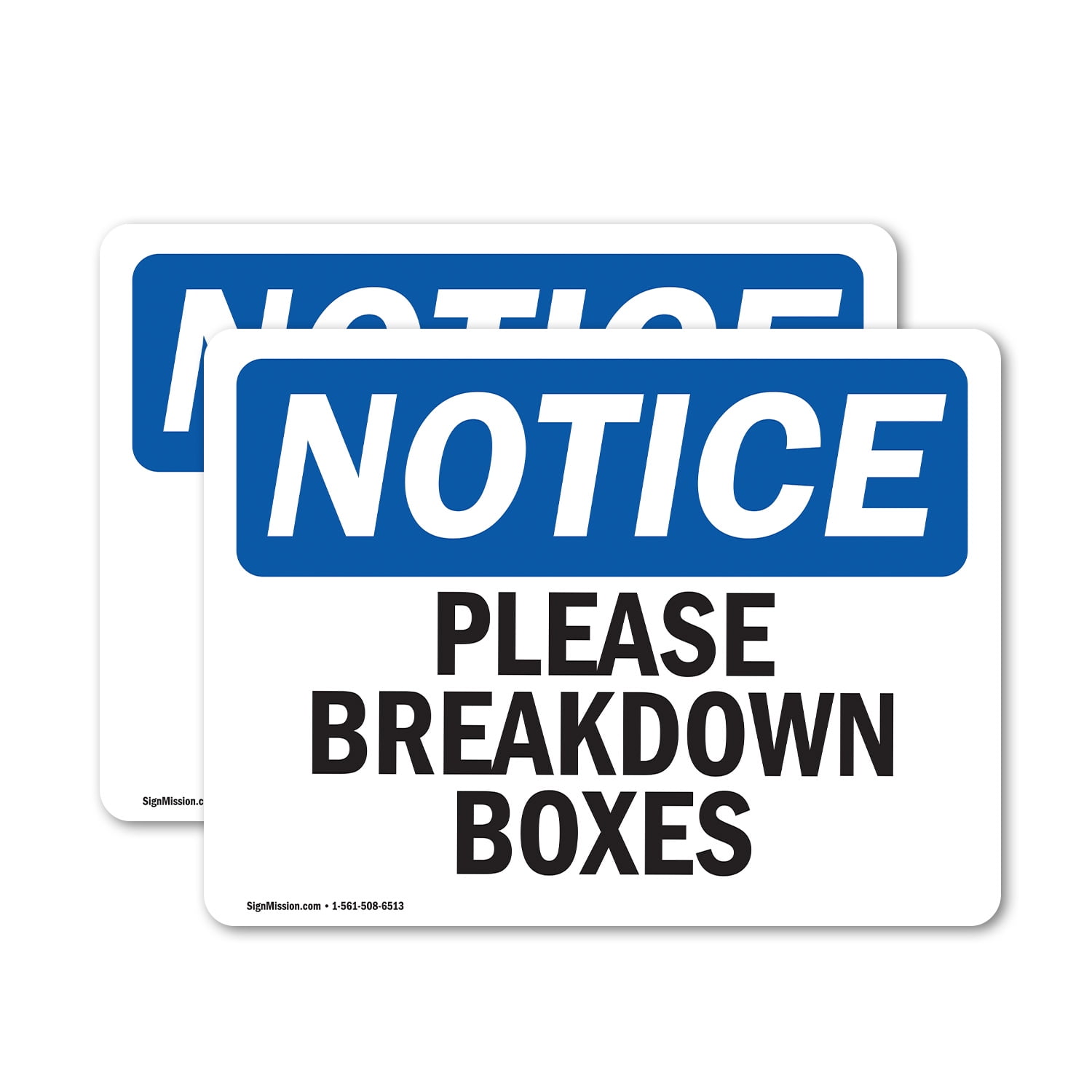 (2 Pack) Please Breakdown Boxes OSHA Notice Sign 7 Inch X 5 Inch Vinyl ...