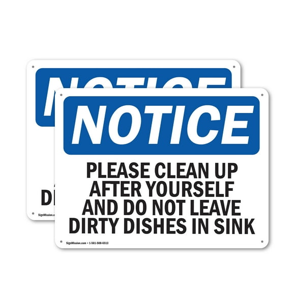 (2 Pack) Please Clean Up After Yourself And Do Not OSHA Notice Sign 14 Inch X 10 Inch Indoor / Outdoor Rust-Free Aluminum Metal Signs for Workplace, Workshop, and Construction Site,