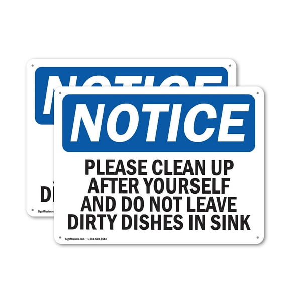 (2 Pack) Please Clean Up After Yourself And Do Not OSHA Notice Sign 24 Inch X 18 Inch Plastic Sign, Weather Resistant, UV Protected for Workplace, Business, and Construction Site, Made