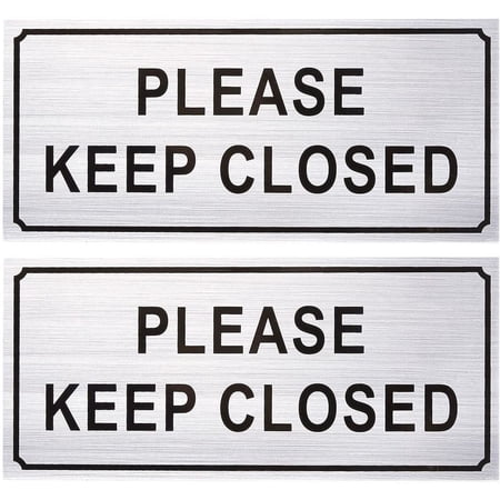 2-Pack Please Close Signs - Please Keep Closed Gate Signs, Close Signs for Dog Gate, Business and Home Use, Silver - 7.87 x 3.6 Inches