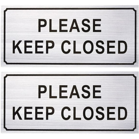 2-Pack Please Close Signs - Please Keep Closed Gate Signs, Close Signs for Dog Gate, Business and Home Use, Silver - 7.87 x 3.6 Inches
