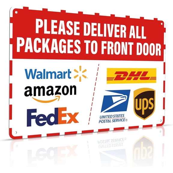 2 Pack Please Deliver All Packages to Front Door Sign Delivery Instructions for My Packages from Amazon FedEx USPS UPS Indoor Outdoor Signs for Home Office