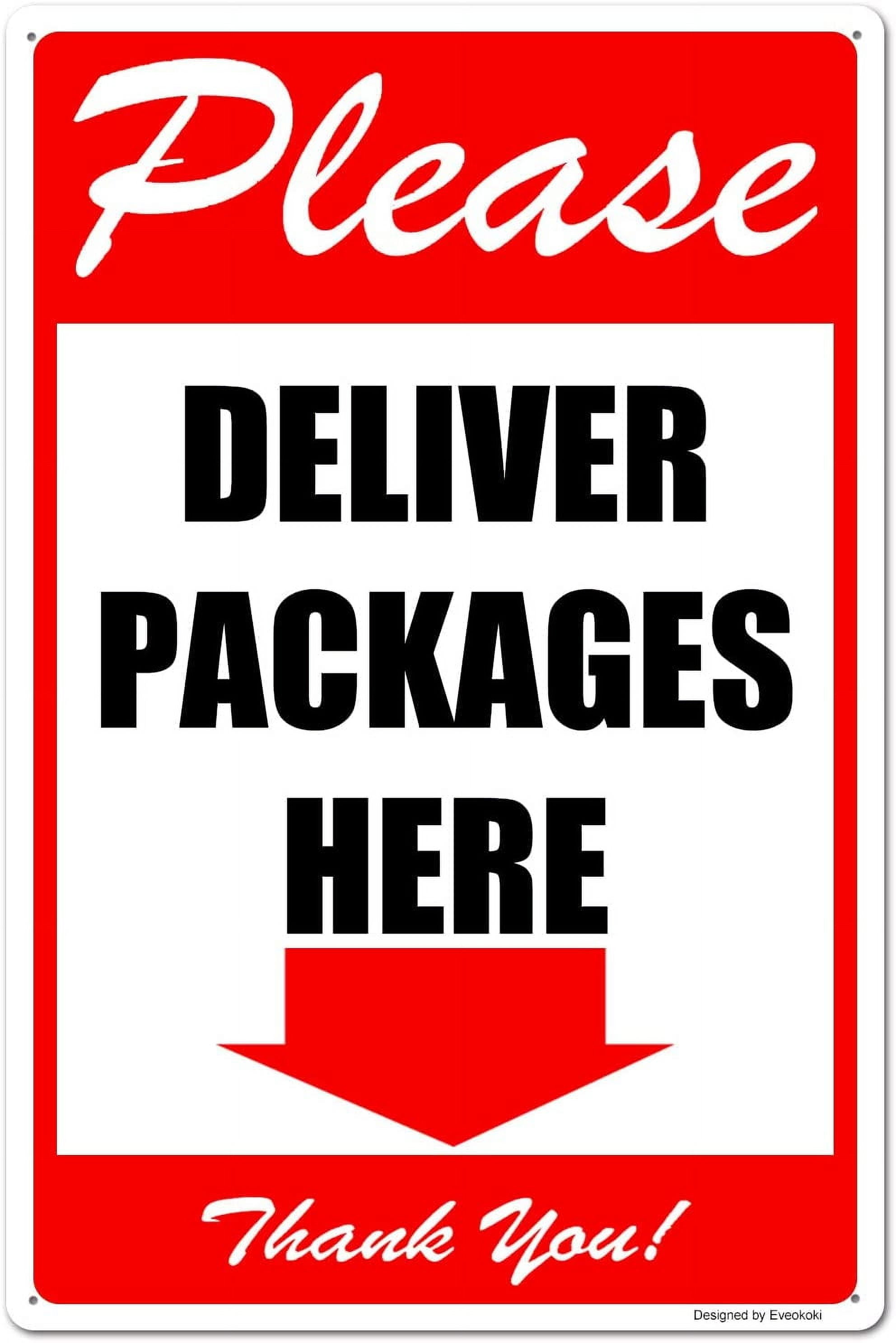 2 Pack Please Deliver Packages Here Arrows Down Thank You Signs, 8x 12 ...