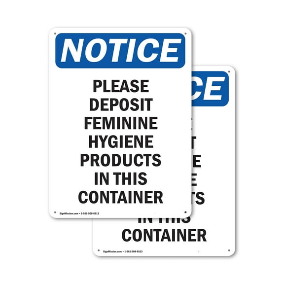 (2 Pack) Please Deposit Feminine Hygiene OSHA Notice Sign 10 Inch X 14 Inch Plastic Sign, Weather Resistant, UV Protected for Workplace, Business, and Construction Site, Made in the USA