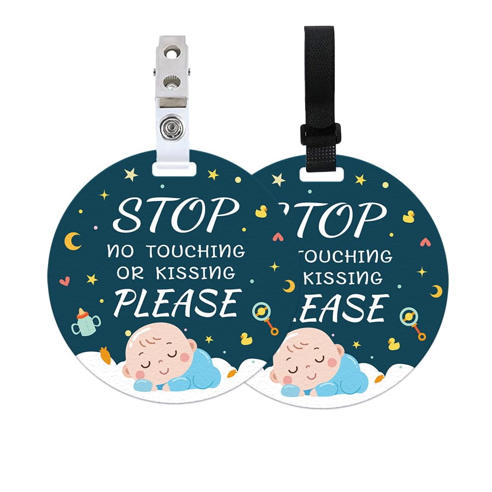 2-Pack "No Touching Baby" Car Seat/Stroller Signs - Unicorn Design, Plastic, With Velcro & Clip | CPSIA Safety Tested