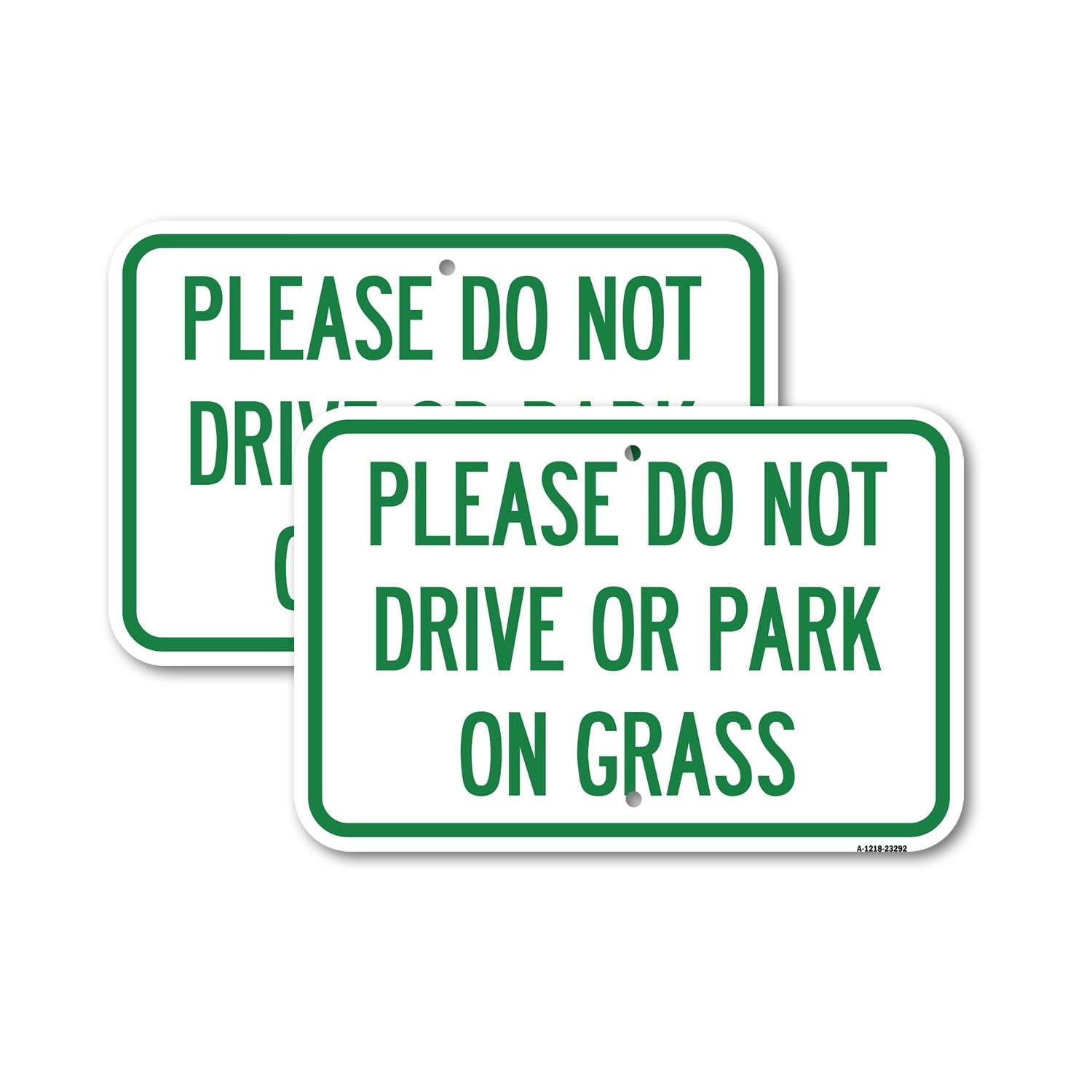 (2 Pack) Please Do Not Drive or Park on Grass | 12" X 18" Heavy-Gauge ...