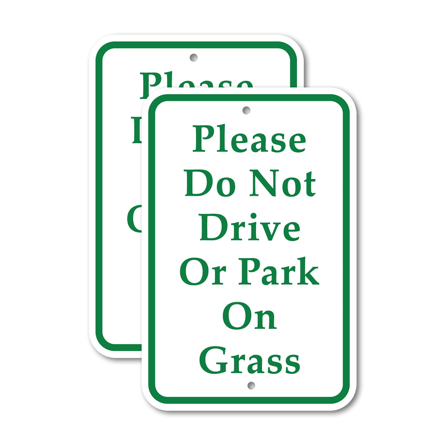 (2 Pack) Please Do Not Drive Or Park On Grass | 12" X 18" Heavy-Gauge ...