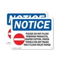 thumbnail image 1 of (2 Pack) Please Do Not Flush Feminine OSHA Notice Sign 14 Inch X 10 Inch Indoor / Outdoor Rust-Free Aluminum Metal Signs for Workplace, Workshop, and Construction Site, Made in the USA, 1 of 8