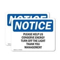thumbnail image 1 of (2 Pack) Please Help Us Conserve Energy Turn Off OSHA Notice Sign, 1 of 7