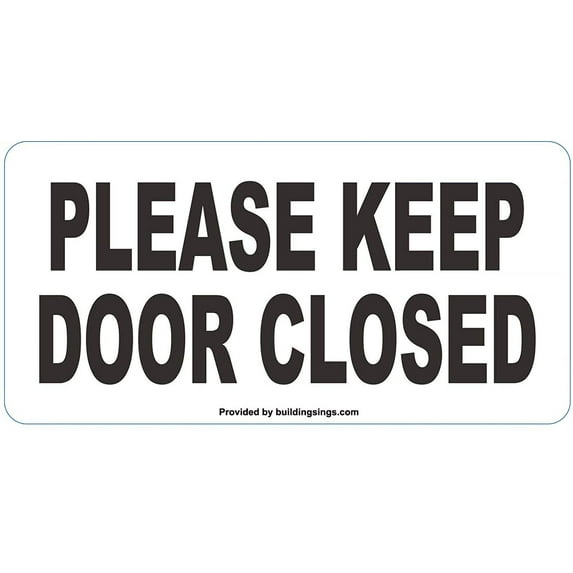 2 Pack-Please Keep Door Closed Sign Color White -Sign with Double Side Tape (Aluminium,2.5x5) (ref-2201)