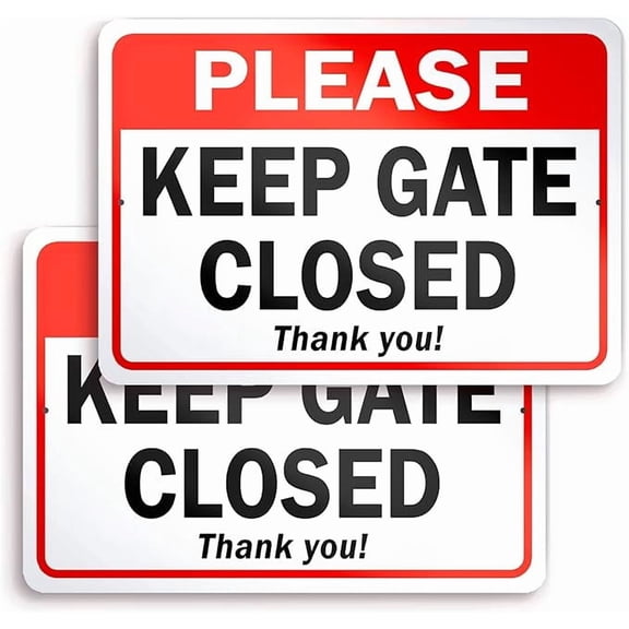 2 Pack Please Keep Gate Closed Sign 12"x 8" Metal Aluminum Signs For Outdoor & Indoor