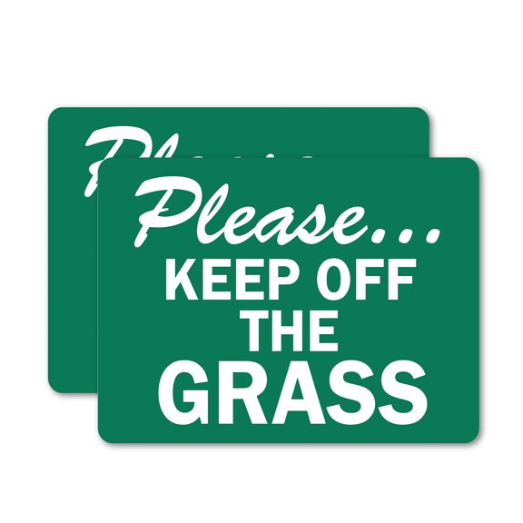 (2 Pack) Please...Keep Off The Grass OSHA ANSI Sign 5 Inch X 3.5 Inch Vinyl Label Decal Sticker Weather Resistant, UV Protected for Workplace, Business, and Construction Site, Made in