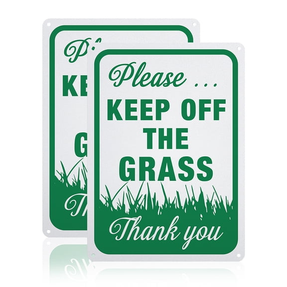 2 Pack Please Keep Off The Grass Sign 7x10 inches 40 Mil Aluminum Warning Signs for Indoor or Outdoor Use Protect Your Lawn Reflective UV Protected Waterproof DIY