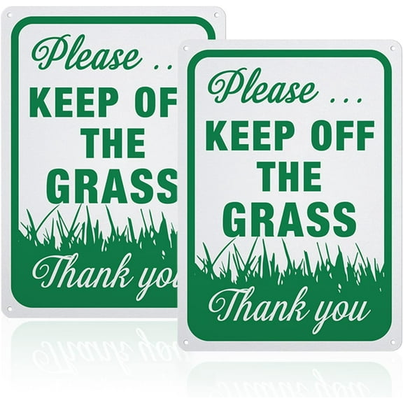 2 Pack Please Keep Off The Grass Sign 7x10 inches 40 Mil Aluminum Warning Signs for Indoor or Outdoor Use Protect Your Lawn Reflective UV Protected Waterproof