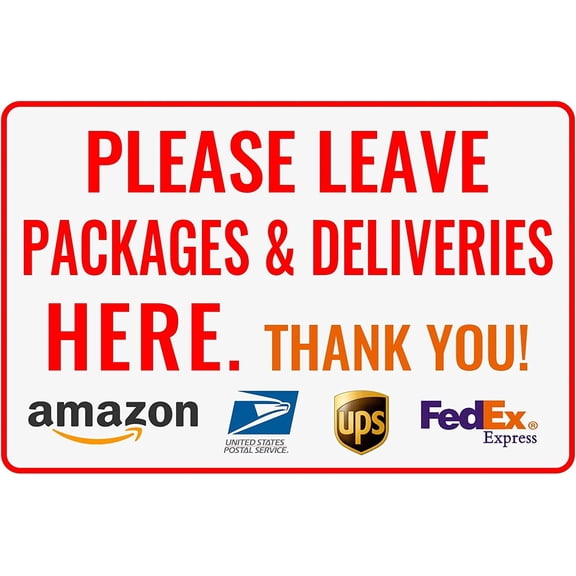 2 Pack Please Leave Packages Deliveries Here - Delivery Sign for Outdoor Use 12" * 8"