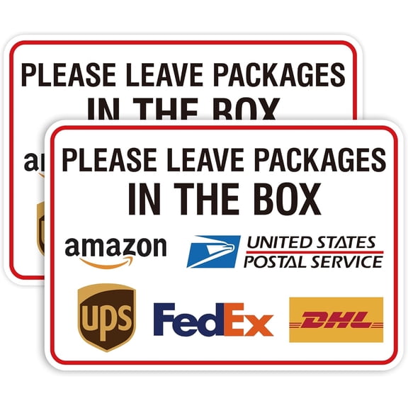 2 Pack Please Leave Packages and Deliveries Here Sign,Self-Adhesive Waterproof and Durable Delivery Signs for Packages, Please Place Packages In Box Sticker for Home,Office,Shop,Box, Door
