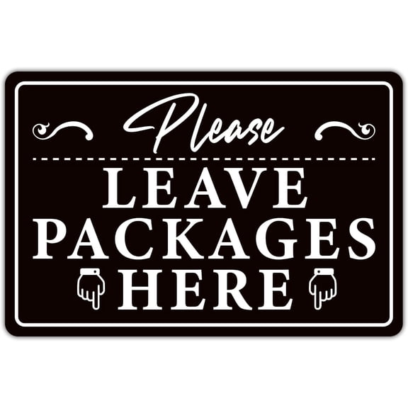 2 Pack Please Leave Packages and Deliveries Here Sign Metal，Metal tin sign Delivery Signs for Packages, Place Packages Here for Home，Office，Shop，Box, Door（11.6" x 7.8 "）