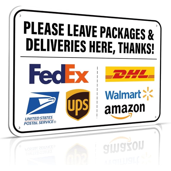 2 Pack Please Leave Packages & Deliveries Here Thanks Sign 12 x 8 Inches Delivery Instructions for My Packages Orders from Amazon, UPS, FedEx, USPS, UPS