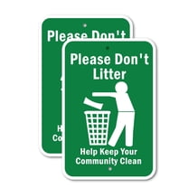 (2 Pack) Please Don't Litter Help Keep Your Community Clean | 18" X 24" Heavy-Gauge Aluminum Sign | Rust Free Aluminum, Weather Resistant, Waterproof, Fade Resistant, 2 Pre-drilled