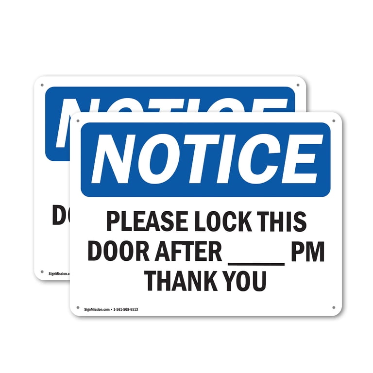 5x3 Sign Close Door Sign Firmly - OSHA Notice 5x3.5 Inch Weather Resistant Vinyl ...