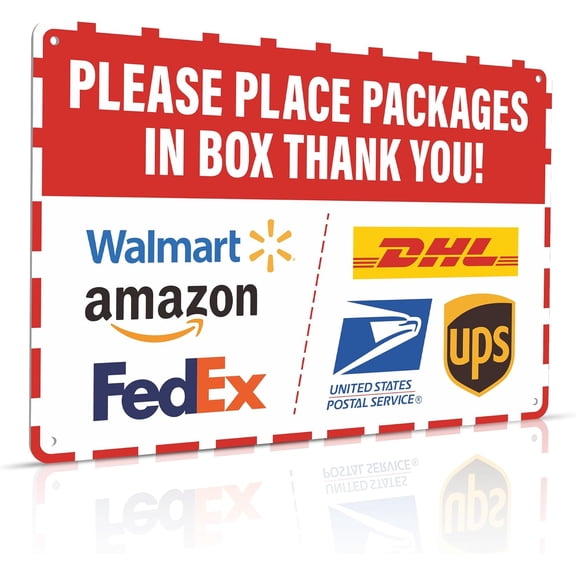 2 Pack Please Place Packages in Box Thank You Sign Delivery Instructions for My Packages from Amazon FedEx USPS UPS Indoor Outdoor Signs for Home Office
