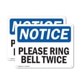 thumbnail image 1 of (2 Pack) Please Ring Bell Twice OSHA Notice Sign 24 Inch X 18 Inch Plastic Sign, Weather Resistant, UV Protected for Workplace, Business, and Construction Site, Made in the USA, 1 of 8