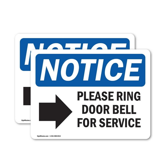 (2 Pack) Please Ring Door Bell For Service Sign