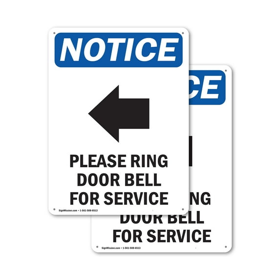 (2 Pack) Please Ring Door Bell OSHA Notice Sign 18 Inch X 24 Inch Indoor / Outdoor Rust-Free Aluminum Metal Signs for Workplace, Workshop, and Construction Site, Made in the USA