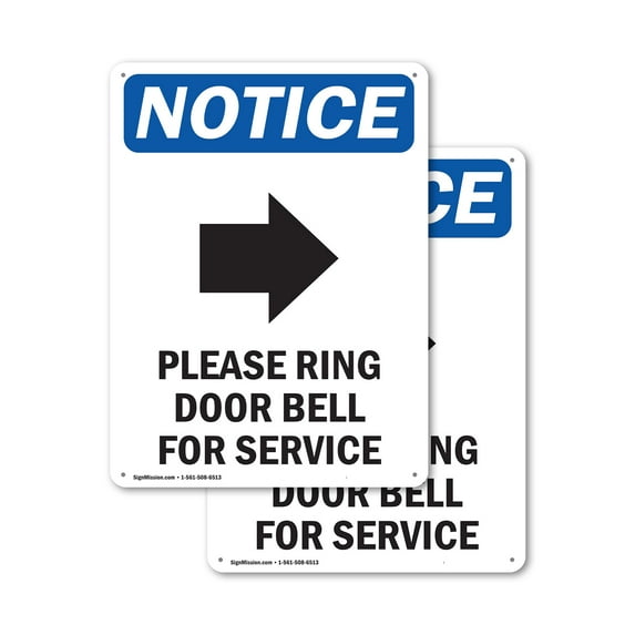 (2 Pack) Please Ring Door Bell OSHA Notice Sign 18 Inch X 24 Inch Indoor / Outdoor Rust-Free Aluminum Metal Signs for Workplace, Workshop, and Construction Site, Made in the USA