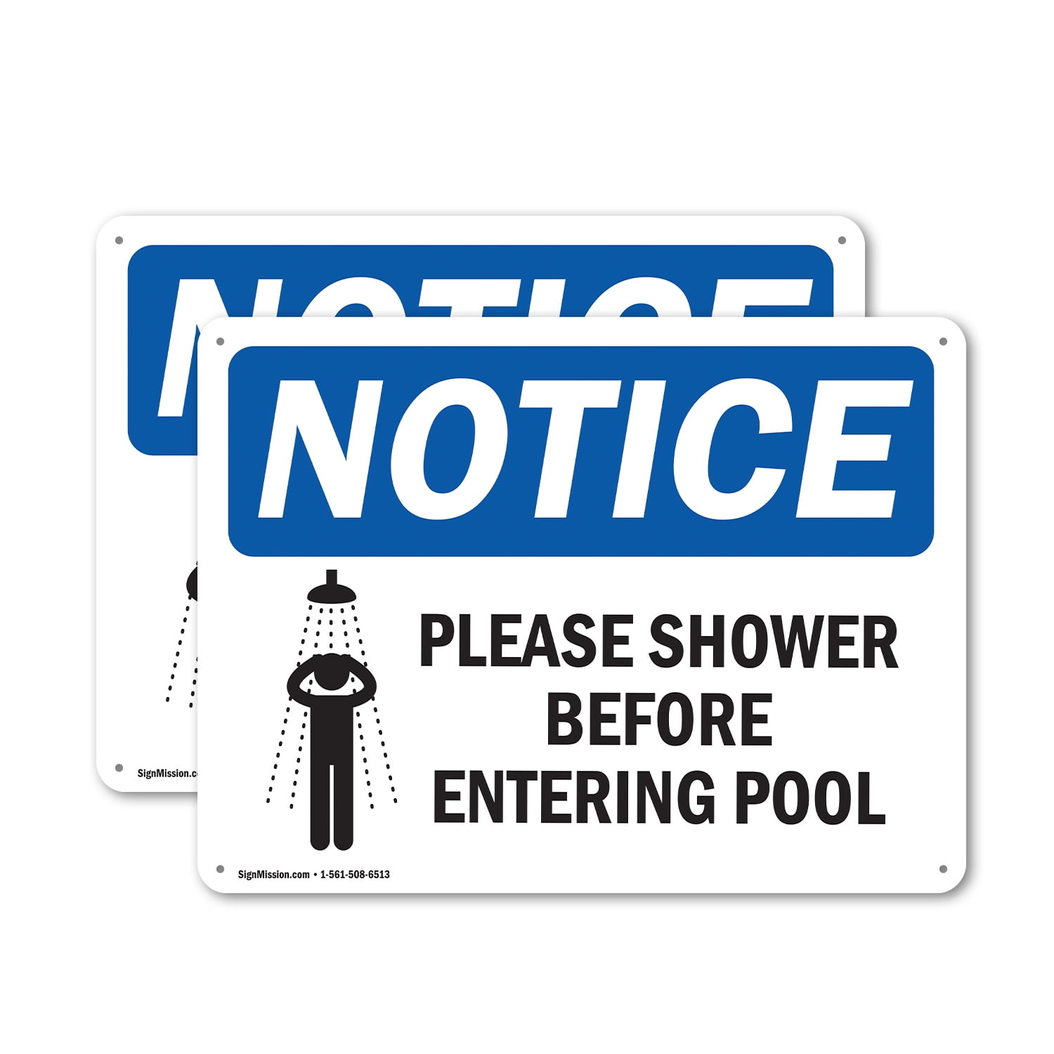 (2 Pack) Please Shower Before Entering Pool OSHA Notice Sign 24 Inch X