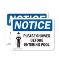 thumbnail image 1 of (2 Pack) Please Shower Before Entering Pool OSHA Notice Sign 7 Inch X 5 Inch Vinyl Label Decal Sticker Weather Resistant, UV Protected for Workplace, Business, and Construction Site,, 1 of 7