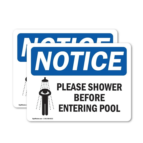 (2 Pack) Please Shower Before Entering Pool OSHA Notice Sign 7 Inch X 5 Inch Vinyl Label Decal Sticker Weather Resistant, UV Protected for Workplace, Business, and Construction Site,