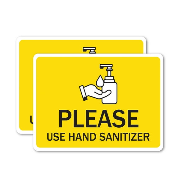 (2 Pack) Please Use Sanitizer OSHA Notice Sign 10 Inch X 7 Inch Vinyl Label Decal Sticker Weather Resistant, UV Protected for Workplace, Business, and Construction Site, Made in the USA