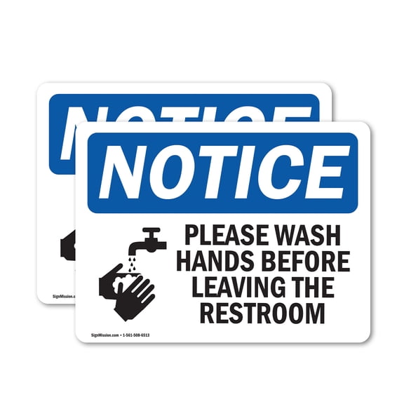 (2 Pack) Please Wash Hands Before Leaving Restroom OSHA Notice Sign