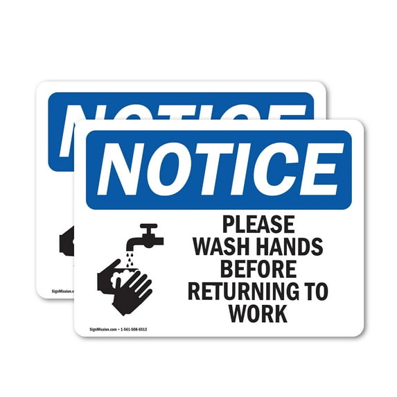 (2 Pack) Please Wash Hands Before Returning To Work OSHA Notice Sign