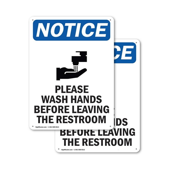 (2 Pack) Please Wash Hands Before OSHA Notice Sign 12 Inch X 18 Inch Indoor / Outdoor Rust-Free Aluminum Metal Signs for Workplace, Workshop, and Construction Site, Made in the USA
