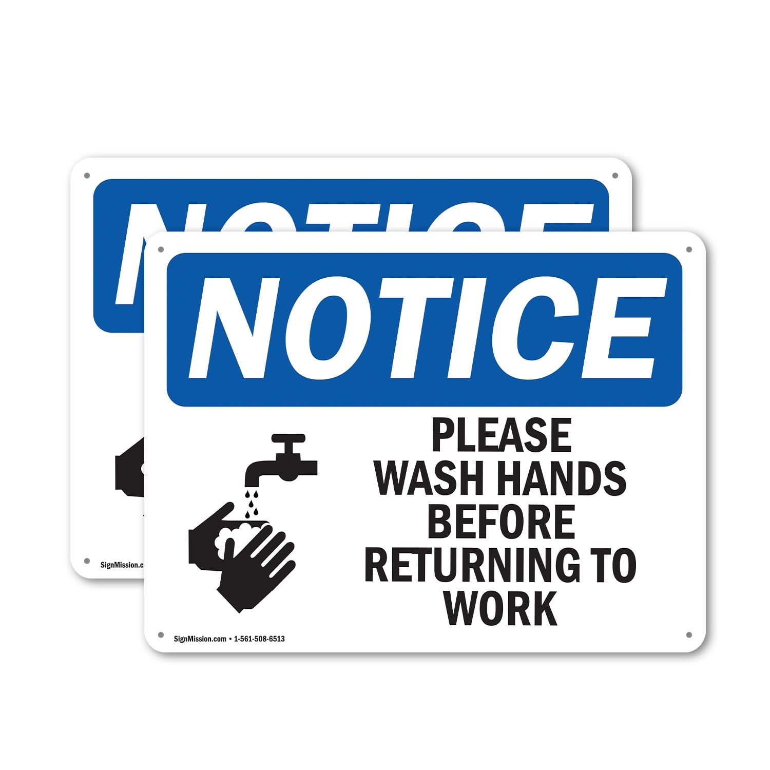 (2 Pack) Please Wash Hands Before Returning To Work OSHA Notice Sign 24 ...