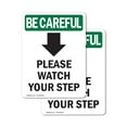 thumbnail image 1 of (2 Pack) Please Watch Your With Symbol OSHA Be Careful Sign 5 Inch X 7 Inch Vinyl Label Decal Sticker Weather Resistant, UV Protected for Workplace, Business, and Construction Site,, 1 of 7