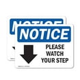 thumbnail image 1 of (2 Pack) Please Watch Your Step [Down Arrow] Sign, 1 of 7