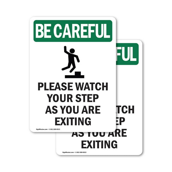 (2 Pack) Please Watch Your Step With Symbol OSHA Be Careful Sign