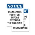 thumbnail image 1 of (2 Pack) Please Wipe Your Feet Before Entering OSHA Notice Sign 12 Inch X 18 Inch Indoor / Outdoor Rust-Free Aluminum Metal Signs for Workplace, Workshop, and Construction Site, Made in, 1 of 8