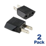 2 Pack Plug Adapter Converts EURO to USA 2 prong to 2 plug
