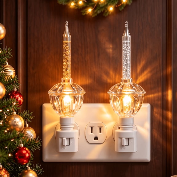 2-Pack Plug In Bubble Night Lights, Vintage Clear Bubble Light with E12 Base Bulbs, Decorative Christmas Night Lamp with Glitter Effect for Bedroom, Home, Office and Holiday Decor