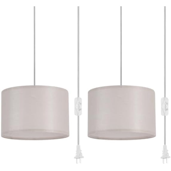 2 Pack Plug in Pendant Light, Hanging Light with 15Ft Clear Cord, On ...
