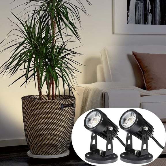 2 Pack Plug-in Spot Lights Indoor, 120V Warm White LED Uplights
