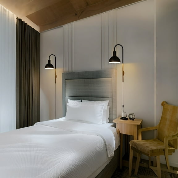 2 Pack Plug in Wall Sconces, Wall Sconce Plug in Wall Lamp with Switch Wall Decor Wall Lights for Living Room Hallway Dining Kitchen, Black