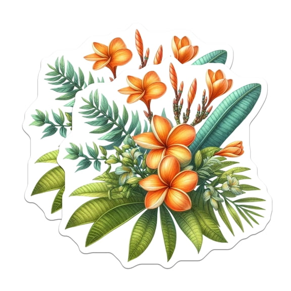 (2 Pack) Plumeria Tropical Flowers Magnets - Exotic Botanical Decor - Vibrant Hawaiian Fridge Art - 5 Inches On Longest Side - Thick Durable Magnet - Made in USA - MAG20750