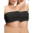 thumbnail image 1 of 2 Pack Plus Size Bandeau Bras for Women Strapless Ruched Front Tube Bralette Comfort Bras, 1 of 6