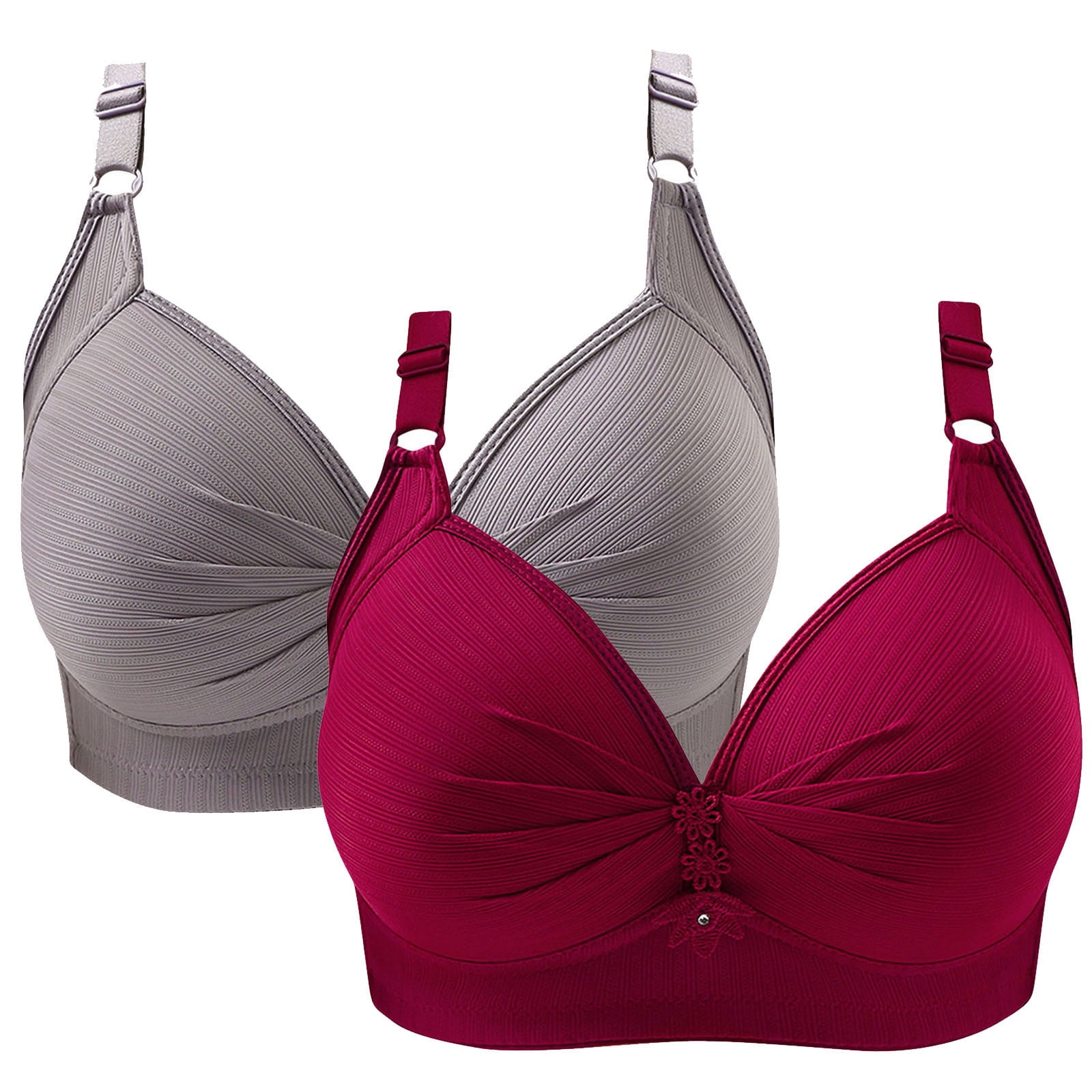 2 Pack Plus Size Bra for Women Push Up Wirefree Full Coverage Everyday